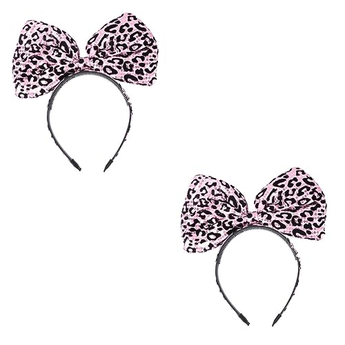 minkissy 2 Stk Bogen-leopard-stirnband Party-kopfschmuck Übergroßes Schleifen-stirnband Stirnbänder Für Damen-make-up Bowknot-haarbänder Gotisches Kostüm Großer Bogen Fräulein Stoff Cosplay von minkissy