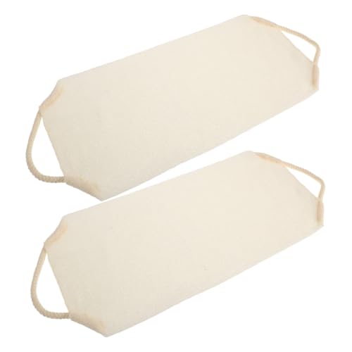 minkissy 2 Stück Schrubben Dusche Luffa Duschschrubber Peeling-Handtuch für den Körper Peeling-Rückenwäscher tragbares Duschhandtuch Körperwaschlappen Scheuertuch Badetücher Polyester Beige von minkissy