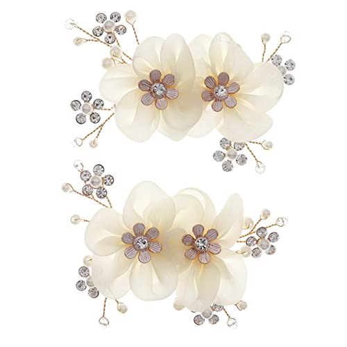 minkissy 2 Stück Schuhclips für Damen Hochzeit Teiliges mit Abnehmbaren Perlen Strass und Spitzenblumen Passend für Pumps Flache Schuhe und Sandalen Brautschuh Dekoration von minkissy