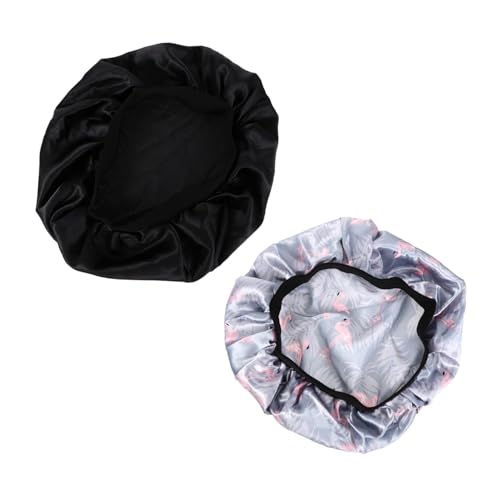 minkissy 2stücke Teiliges Satin Schlafhaube Für Damen Atmungsaktive Und Bequeme Haarkappe Für Nachtpflege Und Schutz Vor Haarbruch Flamingo von minkissy