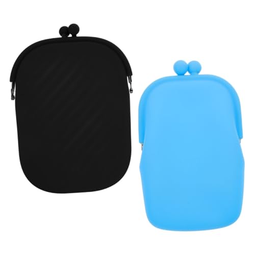 minkissy 2stücke Geldbörse Aus Silikon Für Damen Kleine Münztasche Tragbare Wechselgeld-Aufbewahrungstasche Einfarbige Geldaufbewahrung von minkissy