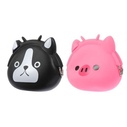minkissy 2 Stück Silikon Tier Münzbeutel Cartoon Geldbörse für Kleingeld Weißer Hund Schwein für Karten Schlüssel Kleine Gegenstände von minkissy