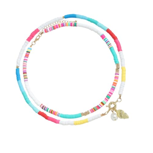 minkissy 2 Stück Sommer Halskette Polymer Clay Boho Clavicle Chain für Damen für Strandpartys Geburtstagsgeschenke Romantische Anlässe von minkissy