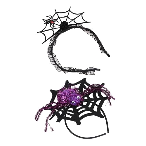 minkissy 2 Stück Spinnennetz-stirnband Spinnennetz Kopfbedeckung Spinnenstirnband Spinnennetz Haarband Halloween Spider Hairband Spinnenhaarband Spinnennetz-haarband-kopfschmuck Tuch von minkissy