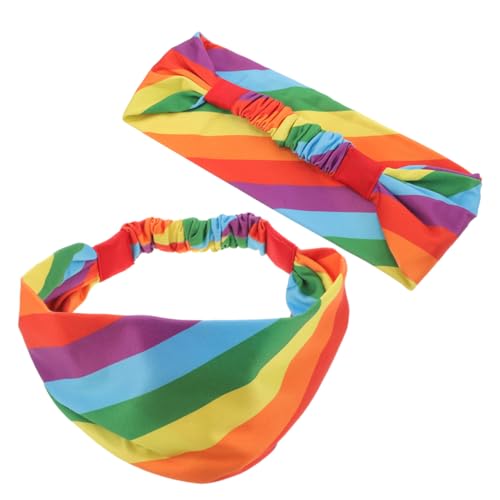 minkissy 2stücke Regenbogen Stirnband Sport Für Männer Frauen Yoga Laufen Fitness Workout Schweißband Elastisch Breit Feuchtigkeitsableitend von minkissy
