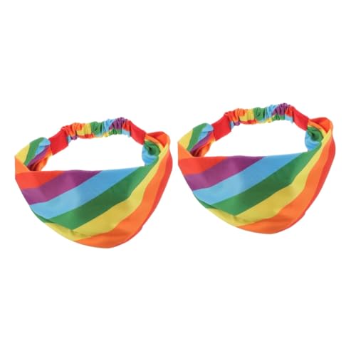 minkissy 2 Stück Sport Stirnband Regenbogen Sportstirnband Schweißband Schweißbänder Damen Dochtwirkung dekoratives Schweiß- sportliches elastisches Stoff von minkissy