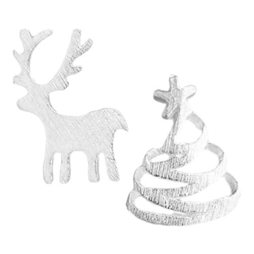 minkissy 2 Stück Sterling Silber Weihnachtsbaum Ohrstecker mit Asymmetrischem Design Hypoallergen Damen Mädchen Ohrschmuck für Festliche Anlässe Langlebig und von minkissy