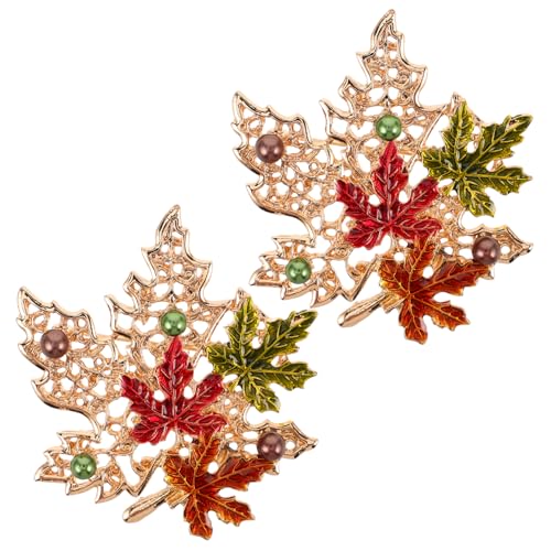 minkissy 2stücke Ahornblatt-broschen Für Damen Metall-pulloververschlüsse in Blattform Retro-cardigan-kragenclips Bekleidungsnadeln Kleiderdekoration Rucksack-anstecknadeln Für Herbst von minkissy