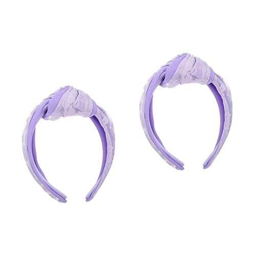 minkissy 2st Stirnband Party-kopfschmuck Yoga-haarband Vintage Knotenhaarreifen Mädchen Frisur Knoten Haar Zubehör Jäten Von Kopfbedeckungen Haare Kämmen Violett Gaze Modellieren Frau von minkissy