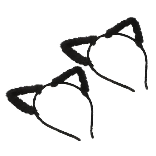 minkissy 2stücke Katzenohren-stirnband Aus Plüsch Für Erwachsene Schwarz Katzenkostümohren Für Halloween-party Fuchs-stirnband Tier-cosplay-accessoire von minkissy