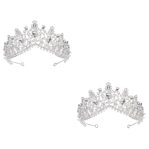 minkissy 2 Stück Strass Hochzeit Tiara Hochzeit Kopfbedeckung Damen Stirnbänder Festzüge Strass Intarsien Tiara Strass Prinzessin Schwarz Stirnbänder Braut Krone Haarband Miss Crystal von minkissy