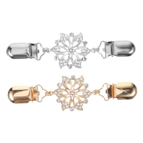minkissy 2 Stück Strickjacken Clips mit Hohlem Blumen Broschen für Damen Pullover Schmucknadel mit Funkelnden Strasssteinen Eleganter Cardigan Clip für Kleidung und Schal von minkissy