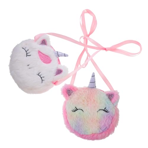 minkissy 2 Stück Tasche Wechseln Geldbeutel Kreuzen Schulter Einhornbeutel Reisen Geldbörsen Für Frauen Trendy Münze Cartoon Kleiner Beutel Münztasche Für Den Außenbereich Münzbeutel Plüsch von minkissy