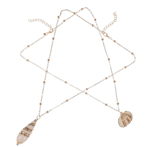 minkissy 2 Stück Teilig Muschel Anhänger Halskette Set Modisches Damen Schmuckaccessoire Kreatives Conch und Shell Design Geeignet für Partys und Besondere Anlässe Stilvoll und Langlebig von minkissy