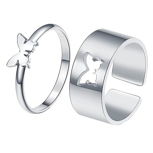 minkissy 2 Stück Teiliges Dekoratives Tier Ring Set Verstellbarer Fingerring für Damen Stilvoller Silberring mit Kreativem Design Perfektes für Freunde von minkissy