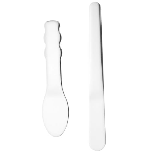 minkissy 2 Stück Teiliges Edelstahl Kosmetikspatel Augencreme Löffel Hautpflege Applikator Wiederverwendbar Hygienisch Kompakt Tragbar für Präzises Auftragen und Mischen von Lotion und Make von minkissy