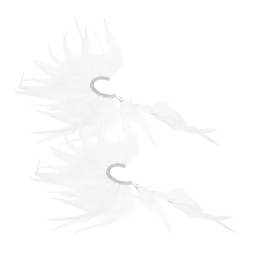 minkissy 2 Stück Teiliges Federohrringe Ohrclips mit Quasten und Strass nicht Durchstochen Leichter Tribal Ohrschmuck für Frauen Hochzeit Boho Festival Accessoire von minkissy