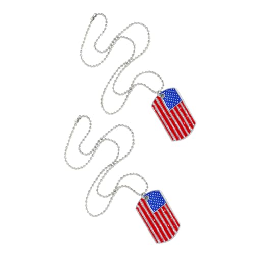 minkissy 2 Stück Teiliges Flagge Anhänger Halskette aus Patriotische Dog Tag Ketten Vielseitige Pulloverkette für Damen und Herren Robustes Accessoire für Verschiedene Anlässe von minkissy
