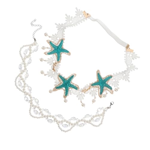 minkissy 2 Stück Teiliges Haarschmuck mit Stirnband und Sternen Halskette Boho Haaraccessoires für Hochzeiten Partys Strand und Fotografie von minkissy