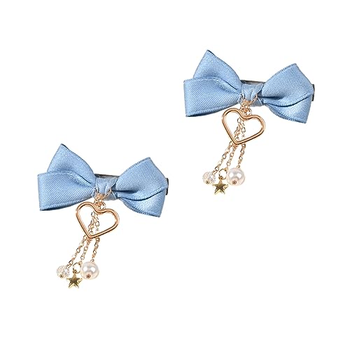 minkissy 2 Stück Teiliges Haarspangen mit Blauen Schleifen und Quasten Langlebige Haarklammern Eleganter Haarschmuck für Mädchen und Frauen für Geburtstag Weihnachten und Festtagsfeiern von minkissy