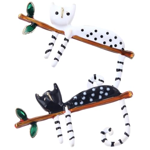 minkissy 2 Stück Teiliges Katzenbroschen Set Damen Schmuck Süße Katzenpins für Jacken Hüte Kleidung Deko Niedliche Tieranhänger für Frauen von minkissy