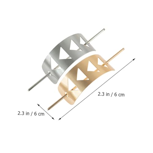 minkissy 2 Stück Teiliges Minimalistischer Metall haarspangen Dreieckige Hohl geätzte Gebürstete Haarnadeln für Damen Geeignet für Pferdeschwanz und Dutt in Gold und Silber Stabil und von minkissy