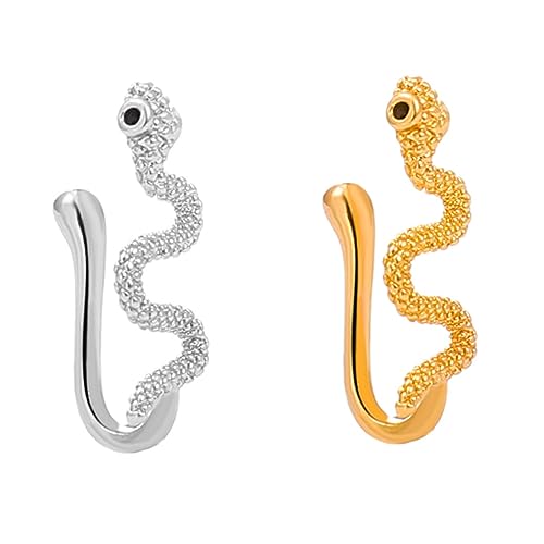 minkissy 2 Stück Teiliges Nasenring Clip Kupfer Piercing Modischer Nasenschmuck Leichte Glatte Oberfläche für Frauen Einfache Anwendung Design von minkissy