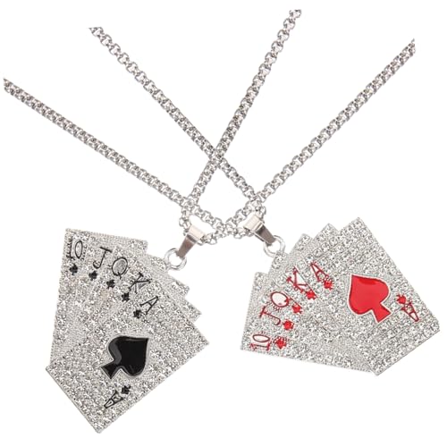 minkissy 2 Stück Teiliges Spielkarten Anhänger Halskette für Damen und Herren Pokerkarten Ketten aus Robustem Titanstahl Leichte Langlebige Schmuckstücke mit Individuellem Design für Alltag von minkissy
