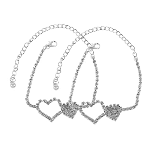 minkissy 2 Stück Teiliges Verstellbares Fußkettchen mit Funkelnden Strasssteinen Silberfarben Robust Stilvoll für Sommer Strandpartys und Damen Modischer Fußschmuck von minkissy