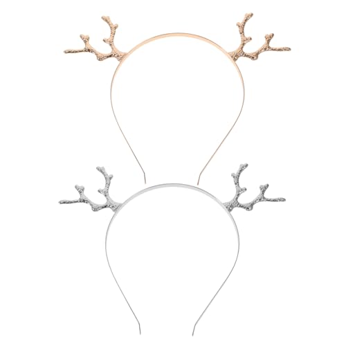 minkissy 2 Stück Teiliges Weihnachts Haarreif mit Niedlichen Rentiergeweihen Metalllegierung Festlich Dekorativ für Weihnachtsfeiern Kostümpartys Karneval und Fotoshootings von minkissy