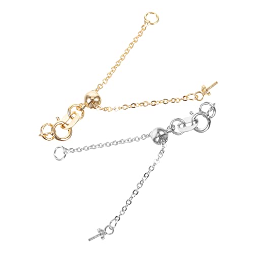 minkissy 2 Stück Verstellbare Kettenverlängerung für Halsketten und Armbänder Langlebige Schmuckverlängerung mit Federverschluss Goldene und Silberne Kettenextender für DIY Schmuck Einfach von minkissy