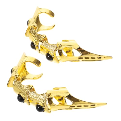 minkissy 2 Stück Verstellbare Retro Punk Full Finger Ringe aus Metall Lange Gothic Spitzen Fingerringe für Herren Stylische und Party Dekoration Halloween und Cosplay Schmuck von minkissy