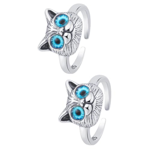 minkissy 2 Stück Verstellbarer Katzenring für Frauen Süßes Offenes Design Einfach Anzupassen Perfektes für Katzenliebhaber für Langlebig von minkissy