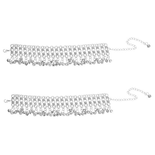 minkissy 2 Stück Vintage Glocken Fußkettchen mit Perlen und Quasten Verstellbare Mehrlagige Fußkette für Frauen Boho Jingle Charm Fußschmuck für Tanz Strand Sommer Barfuß Look von minkissy