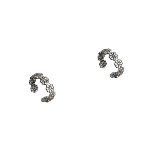 minkissy 2 Stück Vintage Verstellbarer Daisy Flower Fußring Schmuck für Frauen Antikes Silber Retro Blütenring für Sommeroutfits Einzigartiges Design von minkissy