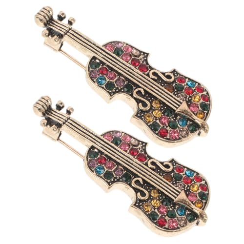 minkissy 2 Stück Vintage Violin Broschen mit Strasssteinen Vielseitige Anstecknadeln für Damenjacken Schals und Kleider Musikalisches Accessoire aus Langlebiger Legierung und Funkelndem von minkissy