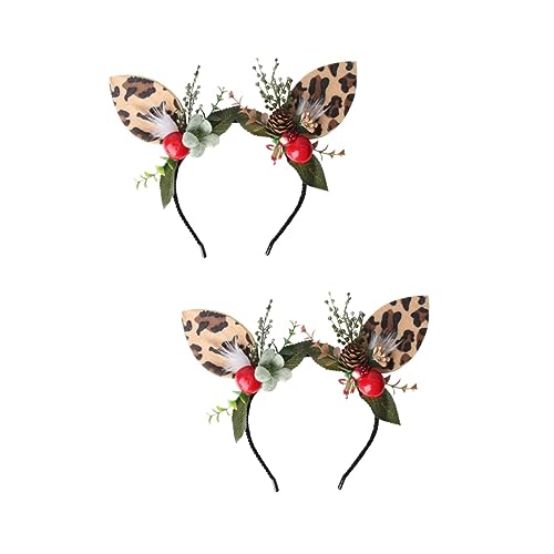 minkissy 2 Stk Party-ohr-stirnbänder Weihnachtsstirnband Kostüm Haarreifen Für Mädchen Weihnachts Rentier Haarband Weihnachtskopfschmuck Weihnachtsfeierdekorationen Ohrringe Geweih Baby von minkissy