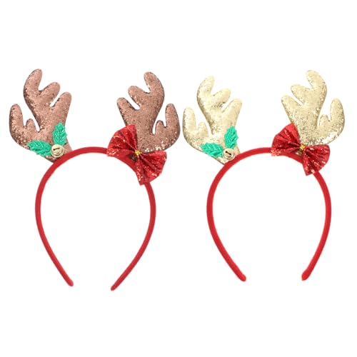 minkissy 2stücke Geweih Stirnband Mit Pailletten Für Weihnachts-kopfschmuck Haarreif Für Party Kostüm Cosplay Requisiten Glitzernd Und Auffällig von minkissy