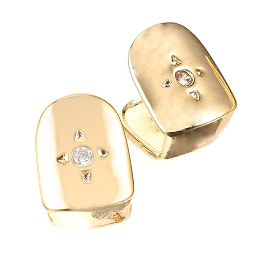minkissy 2 Stück Zahngrills für Hip Hop Cosplay Glänzende Mundzähne Goldene Zahnkappen für Partys für Halloween für Freunde Leicht von minkissy