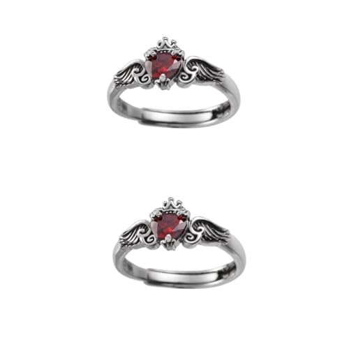 minkissy 2 Stück Zirconring für Damen Retro mit Flügeln Eleganter Finger Ring Schmuckstücke für Frauen für Geburtstage oder Jubiläen von minkissy