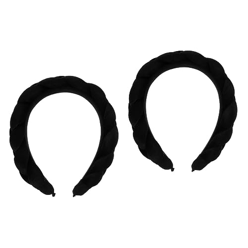 minkissy 2st Geflochtenes Stirnband Stirnbänder Für Sportliche Damen Breite Stirnbänder Für Damen Dicke Stirnbänder Für Frauen Bauschiges Stirnband Süße Accessoires Spa Mädchen Bilden Stoff von minkissy