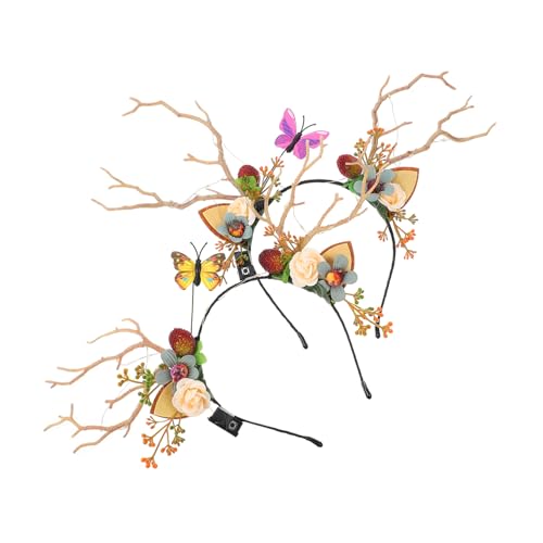 minkissy 2 Stücke Leuchtende Partei Kopfschmuck Weihnachtsmädchen Headstücke Hirsch Horn Haardekors von minkissy