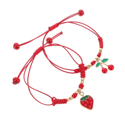 minkissy 2 Stücke String Armband Schmuck Früchte Handgelenk Seil Rot Legierung von minkissy