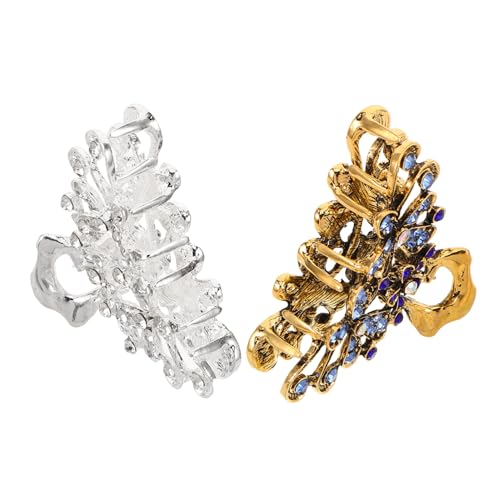 minkissy 2 Stücke Teiliges Haarklammern mit Strassblumen Vintage Metall Haarspangen Rutschfeste Blüten-klauenclips für Frauen und Mädchen Dekorative Retro Haaraccessoires für Festen Halt von minkissy