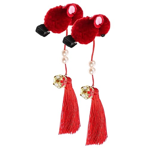 minkissy 2st Haarschmuck Haarspange Mädchen Chinesische Haarspangen Chinesische Neujahrshaarnadeln Haarspangen Mit Blumenquasten Hasenanzug Stoff Kleine Die Blumen Praktisches Geschenk von minkissy