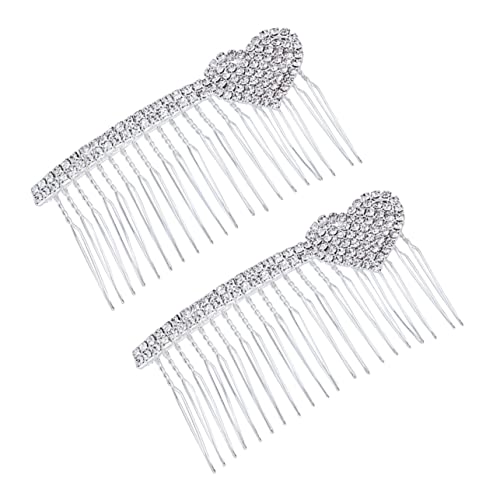 minkissy 2 stücke Braut Haar Seite Kämme Zähne Haar Zubehör Hochzeit Haar Kämme Strass Schmuck Metall Haar Clips Braut Haar Clip Legierung Kamm Haar Kamm für Braut Kamm für Braut Dekorieren von minkissy