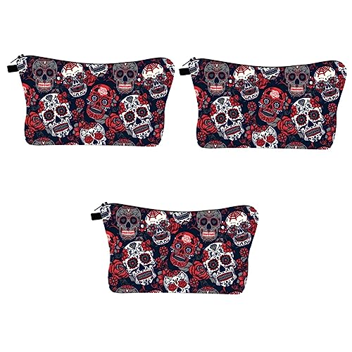 3st Make-up-tasche Aus Knochen Reisekosmetik Multifunktionstasche Klein Comestic-tasche Mit Totenkopf-print Tragbare Reise-aufbewahrungstasche Reisetasche Geldbeutel Mädchen Reisen von minkissy