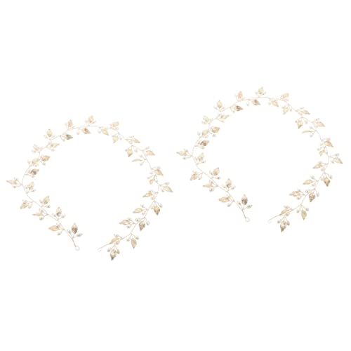 minkissy 2 stücke Haar Kette Kopfschmuck Haar Zubehör Blatt und Blume Haar Produkte Kopf Schmuck für Frauen Braut Daisy Haar Clip Blume Stirnbänder für Frauen Braut Perle Hochzeit Foto Legierung von minkissy