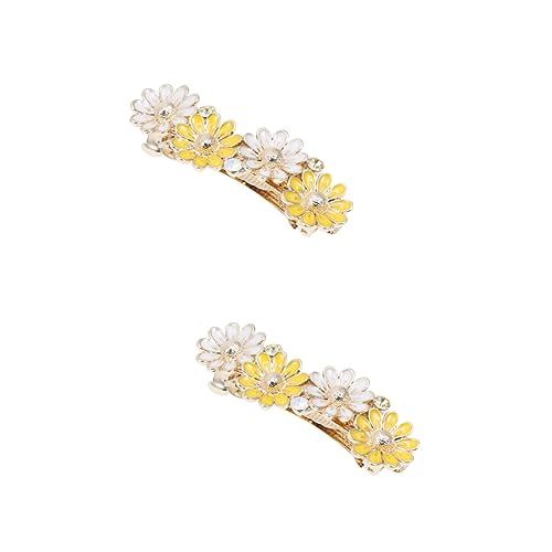 minkissy 2 stücke Sonnenblume Legierung Haar Gelb für Pferdeschwanz Haarnadel Mode Clips Kleine Schwanz Daisy Top Clamp Zubehör Haarnadeln Barrettes Einfache Frühling Braut Haarspange Halter Frauen von minkissy