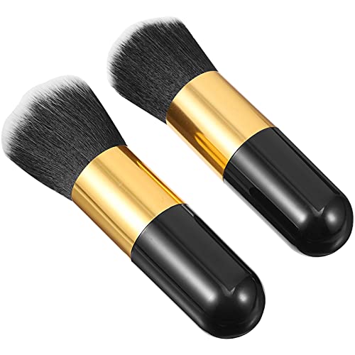 minkissy 2stücke Foundation-rougepinsel Mit Flauschigen Synthetische Haar Für Lose Pulver Make-up-tool Kosmetikpinsel Für Damen von minkissy